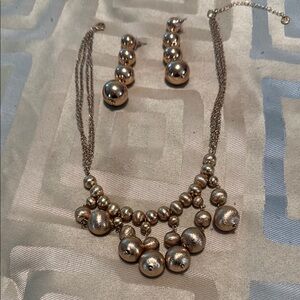 Elegant Gold Beaded Necklace and Earring Set
